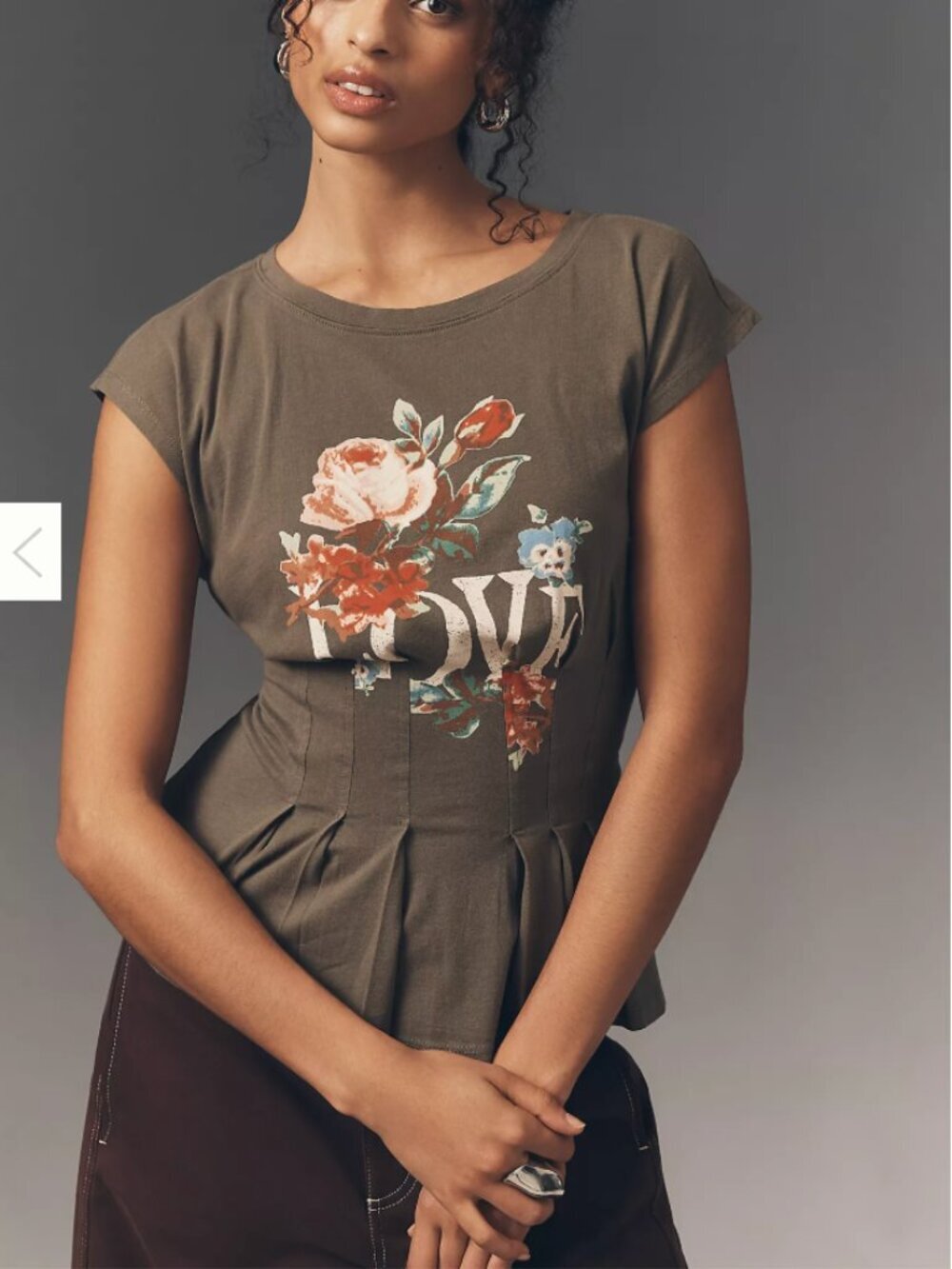 Top Rated By Anthropologie NWT Graphic Darted Peplum Tee